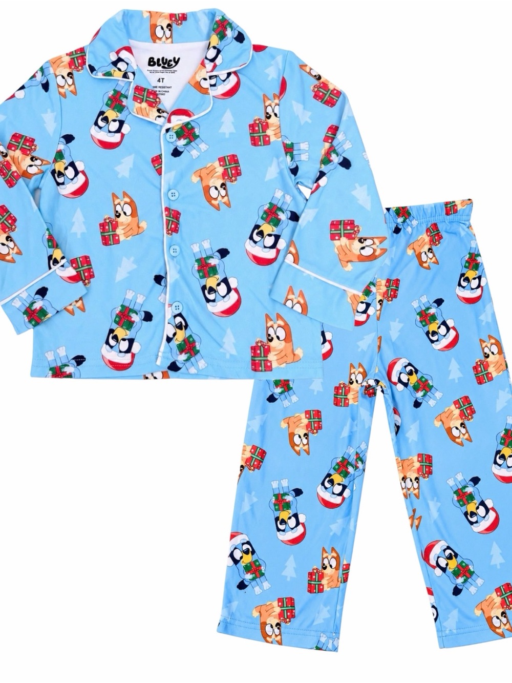 Bluey Bingo Christmas Pajamas 4T 2 Piece NWT